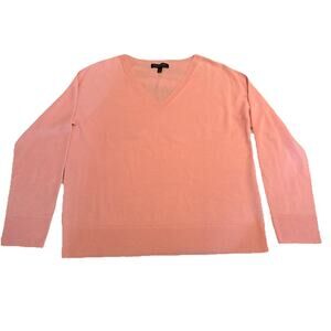 Banana Republic NWOT 100% Merino Wool V-Neck Sweater, Women's Large Peachy Pink